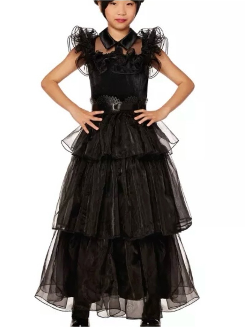 Wednesday Addams Rave N Dance Dress Halloween Costume Goth Size Girls L 12/14